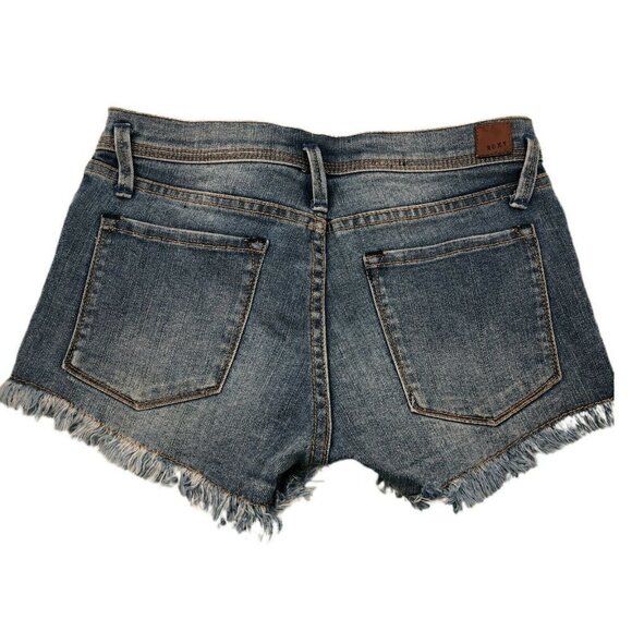 Roxy Denim Shorts Doily Dukes Cut Off White Lace Overlay Stretch Juniors 0/24 - Picture 4 of 7